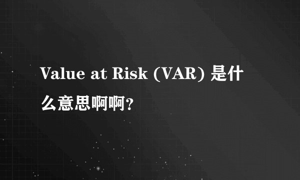 Value at Risk (VAR) 是什么意思啊啊？