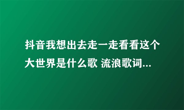抖音我想出去走一走看看这个大世界是什么歌 流浪歌词完整版介绍