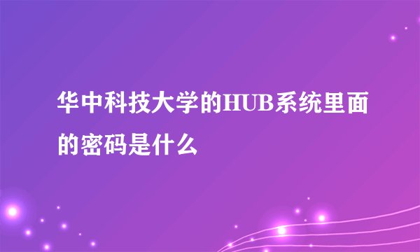 华中科技大学的HUB系统里面的密码是什么