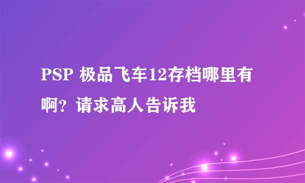 PSP 极品飞车12存档哪里有啊？请求高人告诉我
