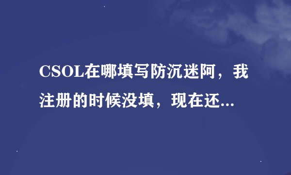 CSOL在哪填写防沉迷阿，我注册的时候没填，现在还能填么？