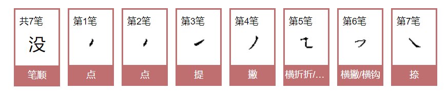 没字的笔顺