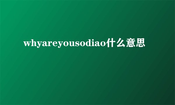 whyareyousodiao什么意思