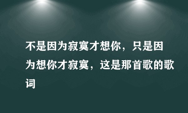 不是因为寂寞才想你，只是因为想你才寂寞，这是那首歌的歌词