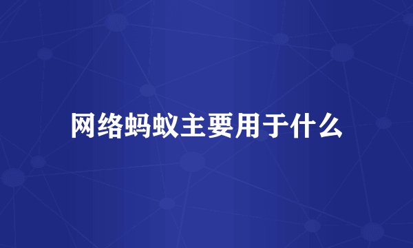 网络蚂蚁主要用于什么