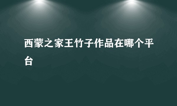 西蒙之家王竹子作品在哪个平台