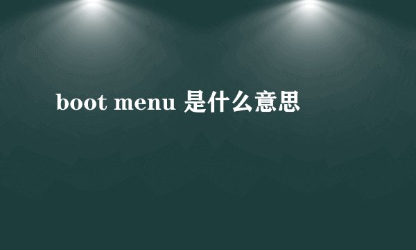 boot menu 是什么意思