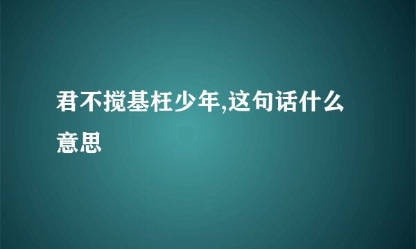 君不搅基枉少年,这句话什么意思