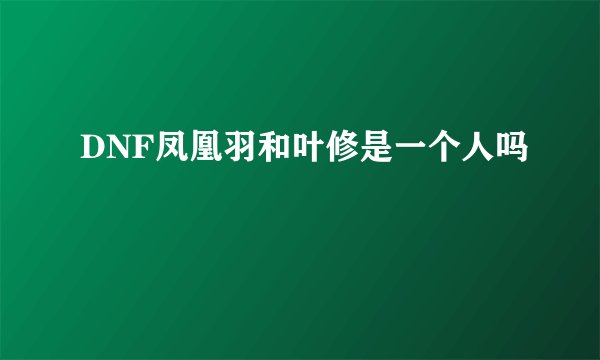 DNF凤凰羽和叶修是一个人吗