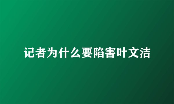 记者为什么要陷害叶文洁