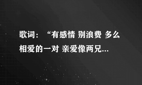 歌词：“有感情 别浪费 多么相爱的一对 亲爱像两兄妹。。。”谁的歌？歌名是？
