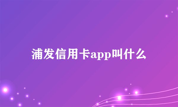浦发信用卡app叫什么