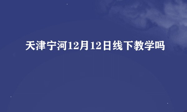 天津宁河12月12日线下教学吗