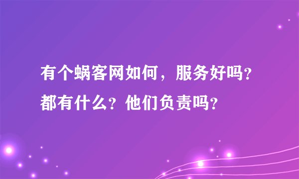 有个蜗客网如何，服务好吗？都有什么？他们负责吗？
