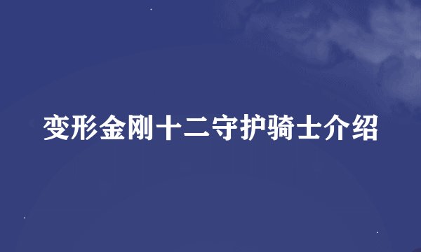 变形金刚十二守护骑士介绍