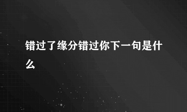 错过了缘分错过你下一句是什么
