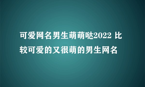 可爱网名男生萌萌哒2022 比较可爱的又很萌的男生网名