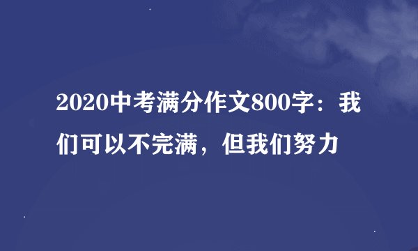 2020中考满分作文800字：我们可以不完满，但我们努力