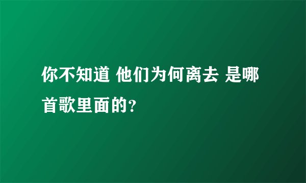 你不知道 他们为何离去 是哪首歌里面的？