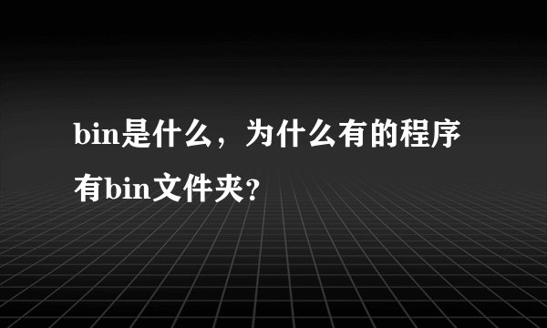 bin是什么，为什么有的程序有bin文件夹？