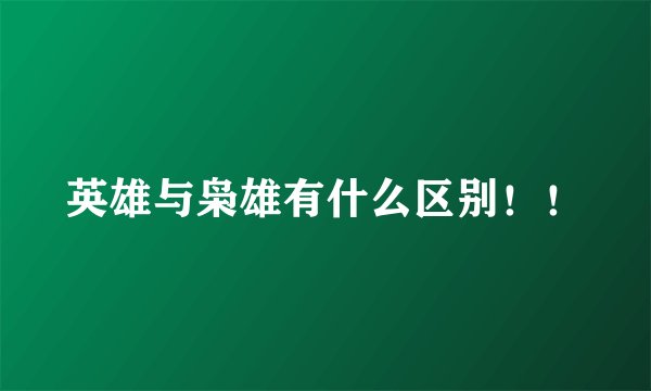 英雄与枭雄有什么区别！！