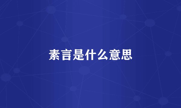 素言是什么意思