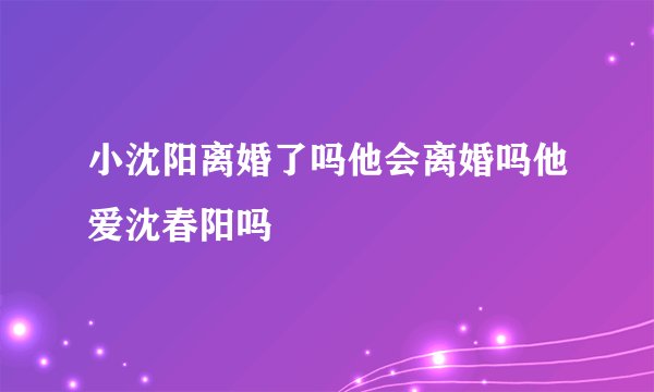 小沈阳离婚了吗他会离婚吗他爱沈春阳吗