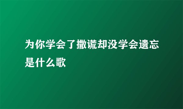 为你学会了撒谎却没学会遗忘是什么歌