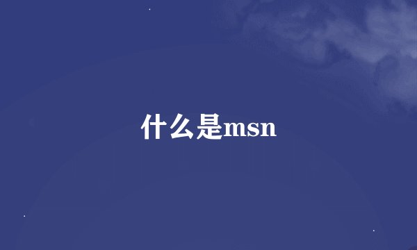 什么是msn