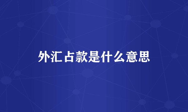 外汇占款是什么意思