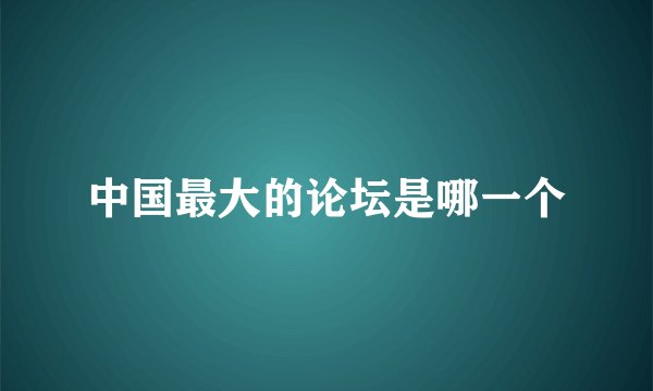 中国最大的论坛是哪一个