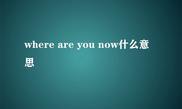 where are you now什么意思