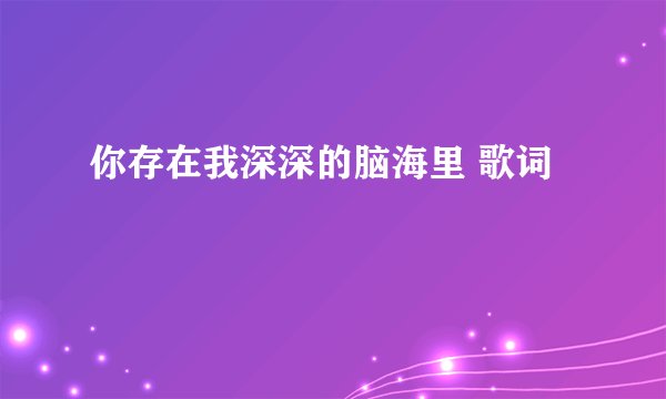 你存在我深深的脑海里 歌词