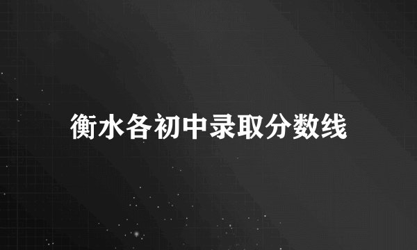 衡水各初中录取分数线