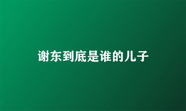 谢东到底是谁的儿子
