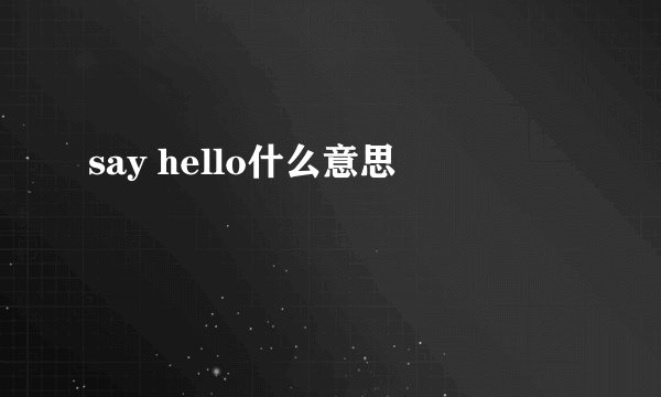say hello什么意思