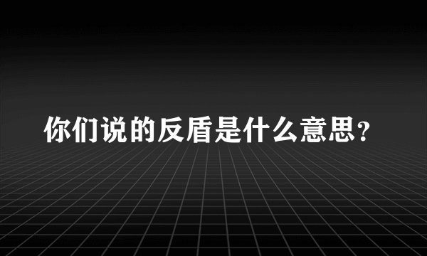 你们说的反盾是什么意思？