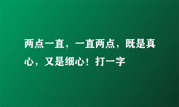 两点一直，一直两点，既是真心，又是细心！打一字