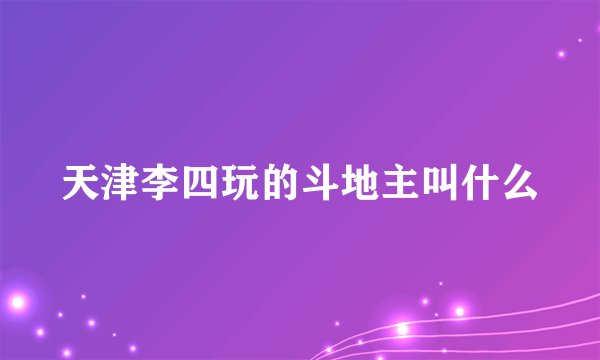 天津李四玩的斗地主叫什么