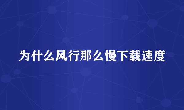 为什么风行那么慢下载速度