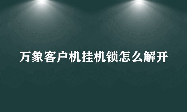 万象客户机挂机锁怎么解开