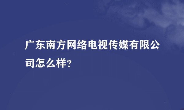 广东南方网络电视传媒有限公司怎么样？