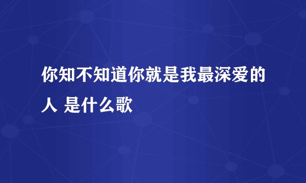你知不知道你就是我最深爱的人 是什么歌
