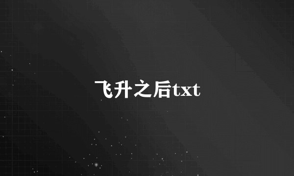 飞升之后txt