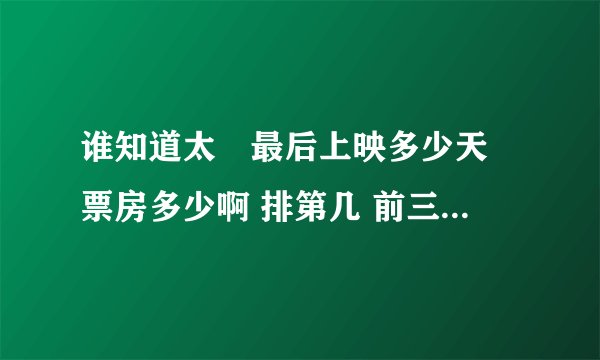 谁知道太囧最后上映多少天 票房多少啊 排第几 前三都是谁啊