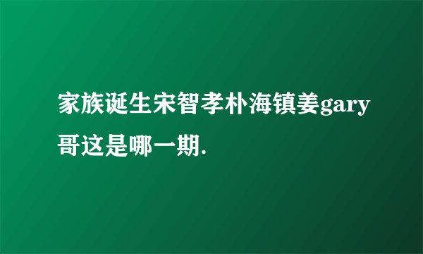 家族诞生宋智孝朴海镇姜gary哥这是哪一期.