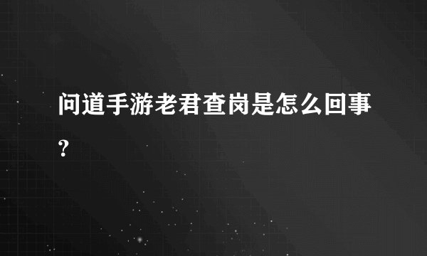 问道手游老君查岗是怎么回事？