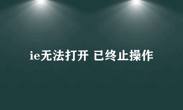 ie无法打开 已终止操作