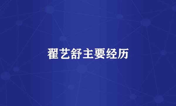 翟艺舒主要经历