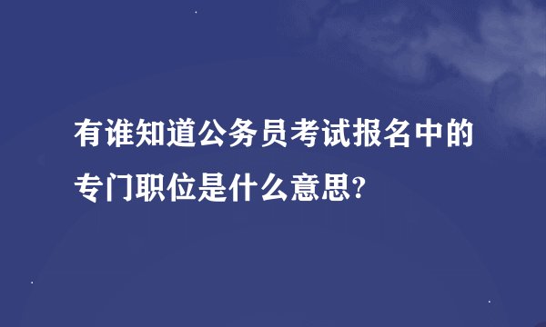 有谁知道公务员考试报名中的专门职位是什么意思?
